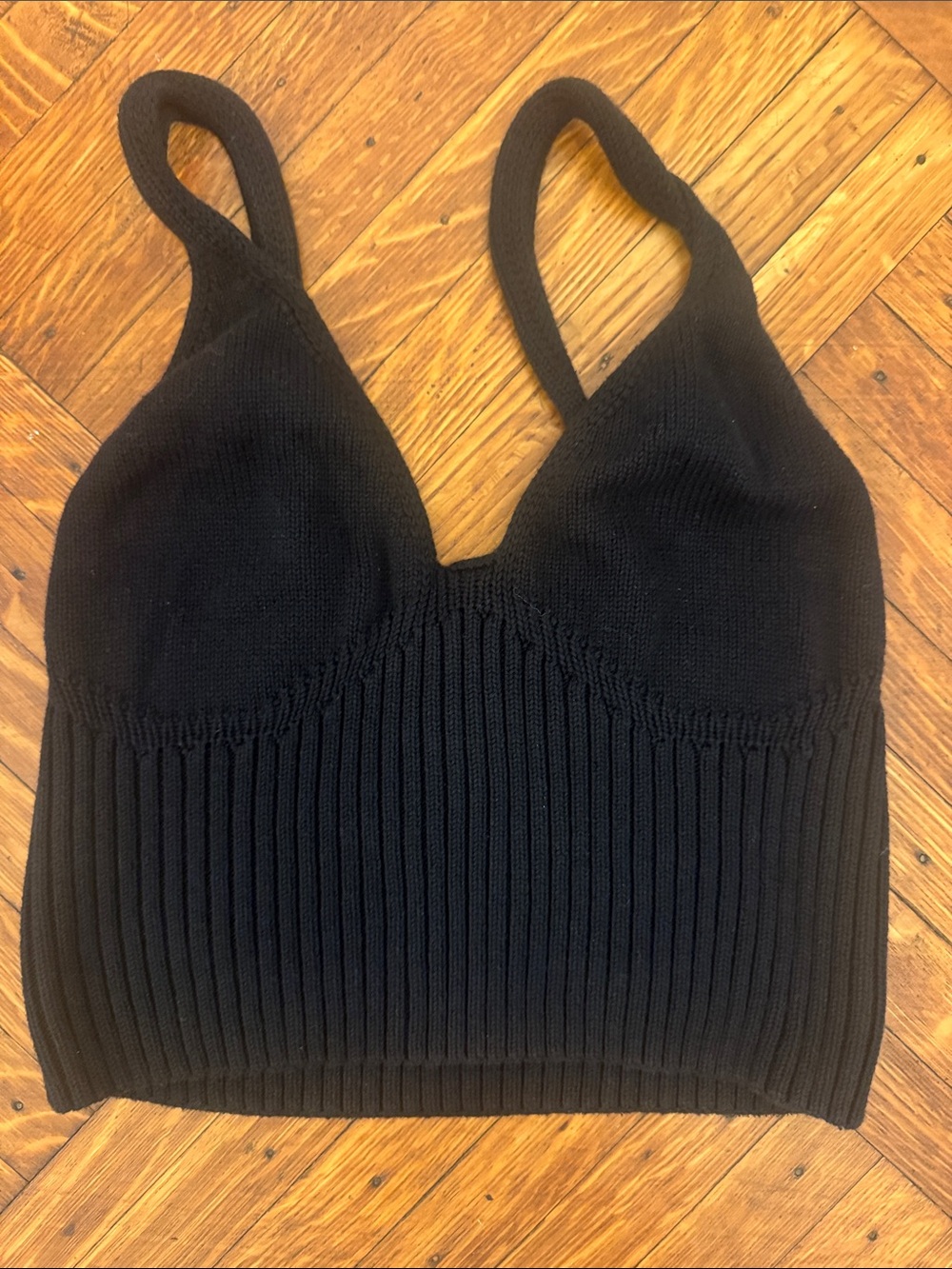 Rita Row Ribbed Black Knit Crop Bralette Tank Top